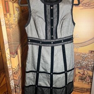 Anna Sui Gray Dress with Black Trim